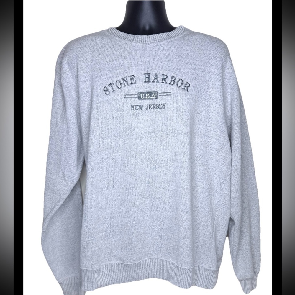 ESY Surf Co. Men’s Stone Harbor U.S.A. New Jersey Sweater 2XL Light Grey